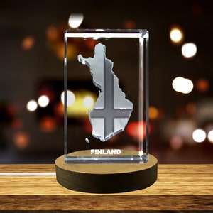Finlande 3D Gravé Cristal 3D Gravé Cristal Souvenir/Cadeau/Décor/Collection/Souvenir
