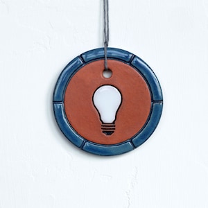 Light Bulb Ornament, Ceramic Wall Art, Office and Cubicle Decor, Wall Tile, Holiday Gift