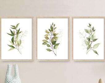 Greenery Prints Art Set of 3 Botanical Printable Wall Art - Etsy