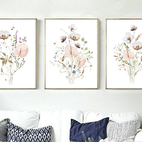 Blush Artwork Petal Pink Wall Decor Set of 3 11x14 Blush Etsy