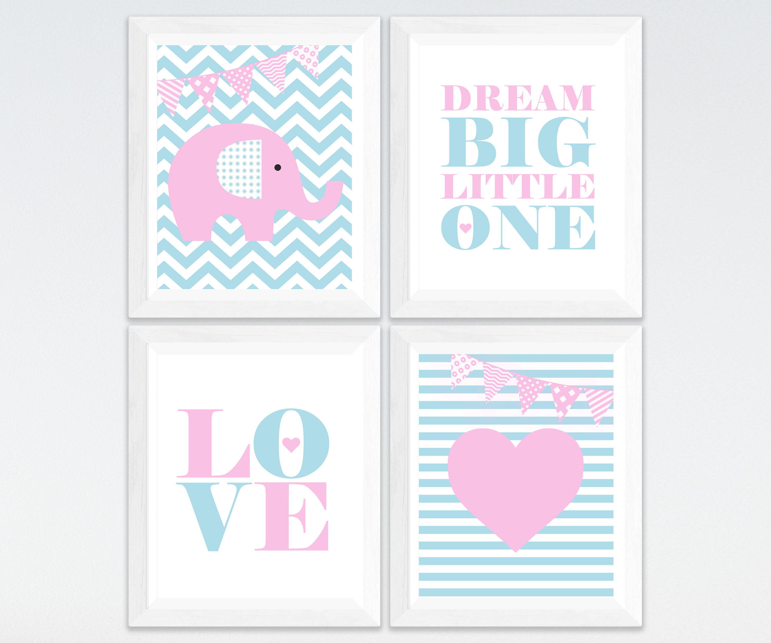 Elephant Nursery Printable Wall Art Set Elephant Custom - Etsy