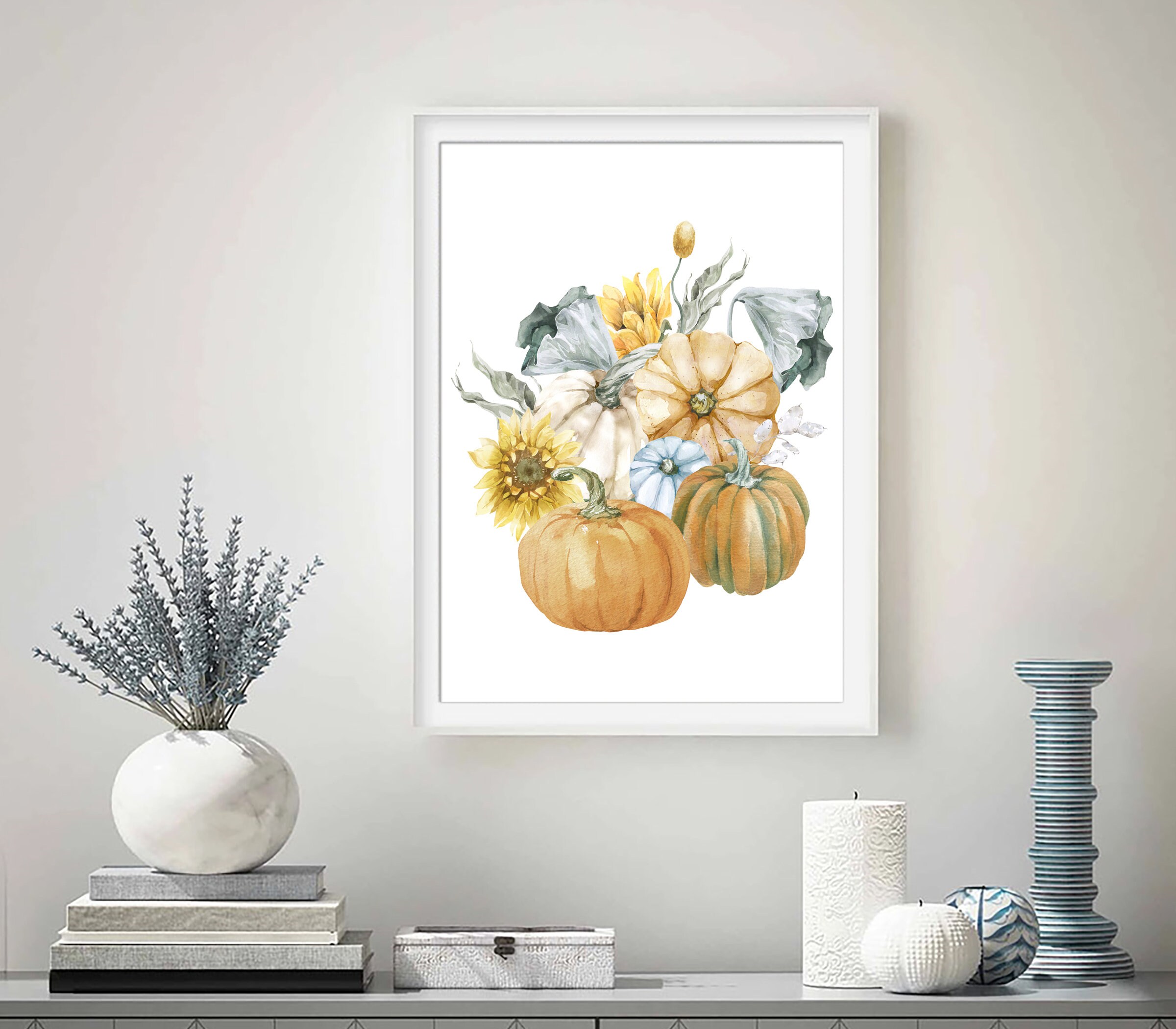 Pumpkin Printable Wall Art Sunflowers Pumpkin Print Rustic | Etsy