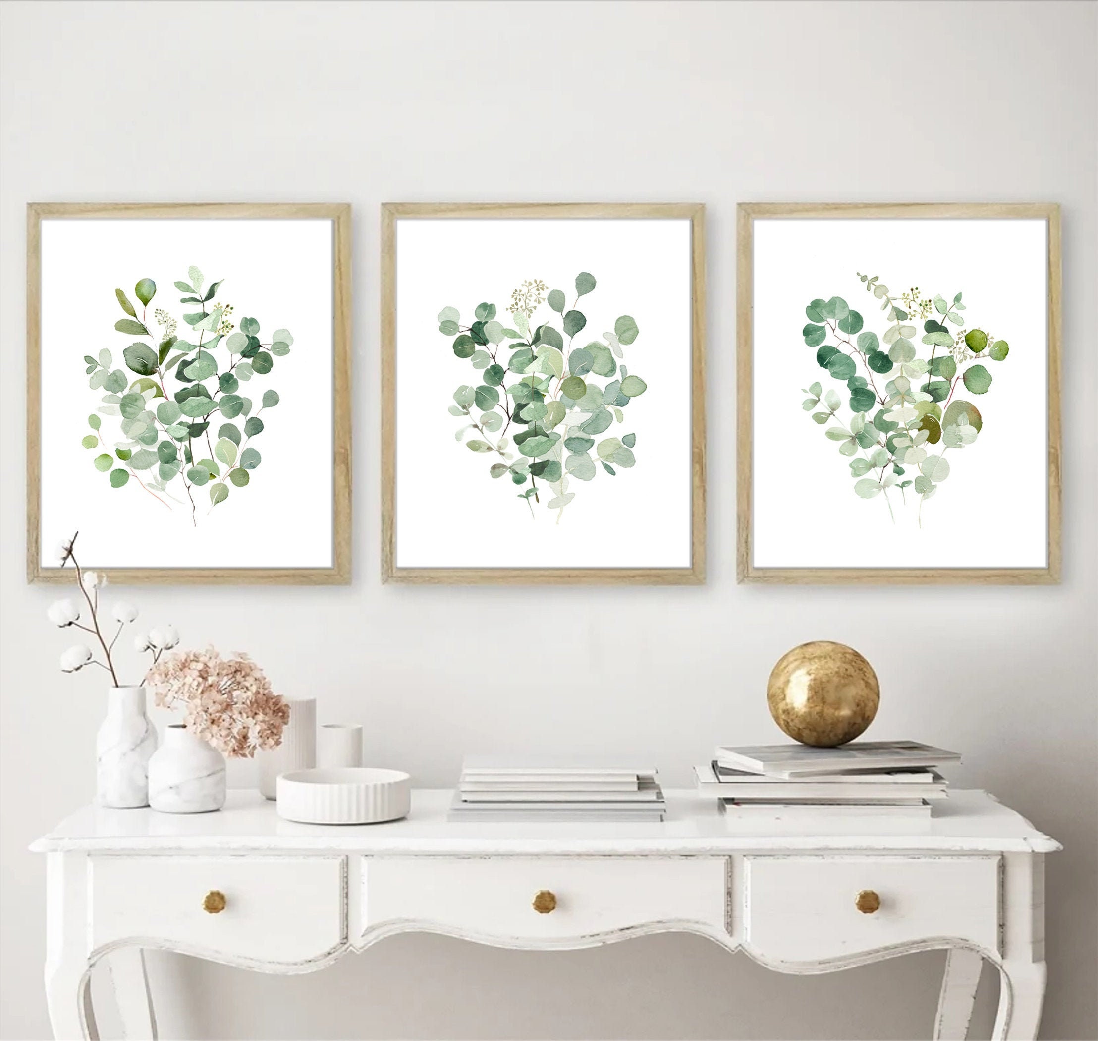 Greenery art set eucalyptus prints Download set of 3 | Etsy