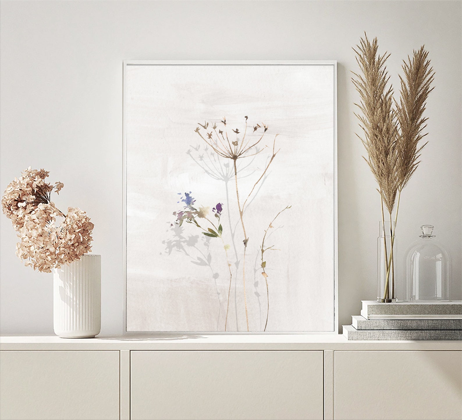 Neutral Minimal Wildflowers Printable Art Set / Download Set - Etsy