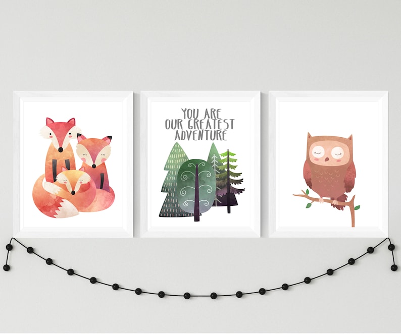 Fox Nursery Printable Art Set Woodland Nursery Art Set Fox - Etsy