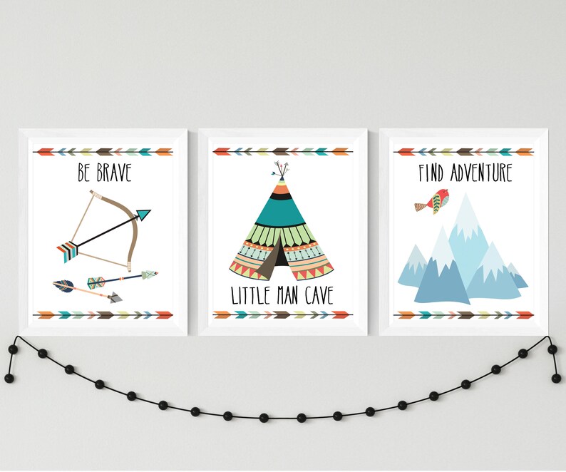 Tribal Woodland Nursery or Playroom Printable Wall Art Little - Etsy