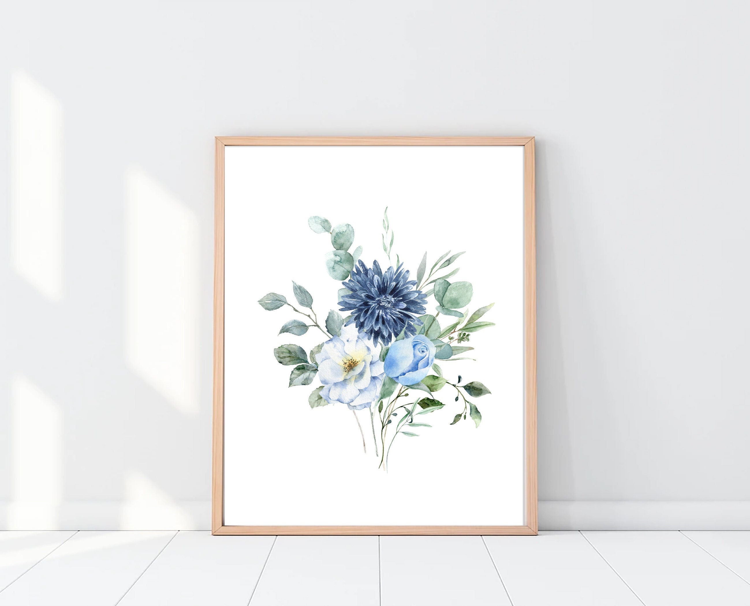 Blue Flowers Wall Art Blue Roses Bouquet Prints Download Etsy