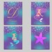 Printable Mermaid Set Purple and Turquoise Girl Nursery Art, Playroom Mermaid Wall Art With Gold ...