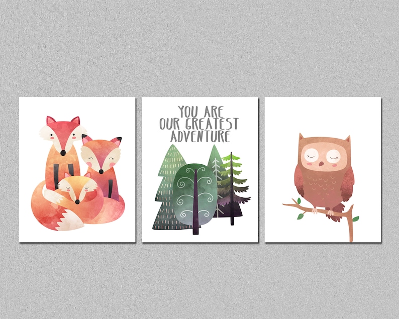 Fox Nursery Printable Art Set Woodland Nursery Art Set Fox - Etsy