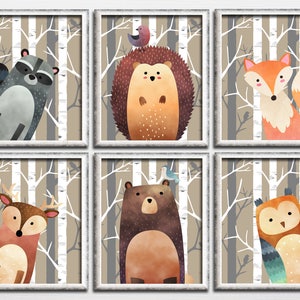 Woodland Nursery Printable Wall Art Set Fox Bear Hedgehog Deer Owl ...