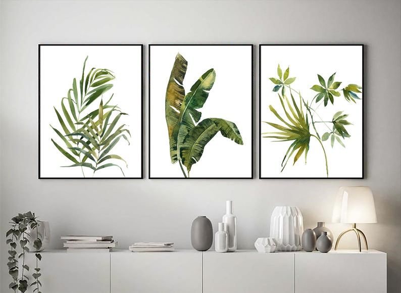 Tropical Greenery Prints Art Set of 3 Botanical Printable - Etsy