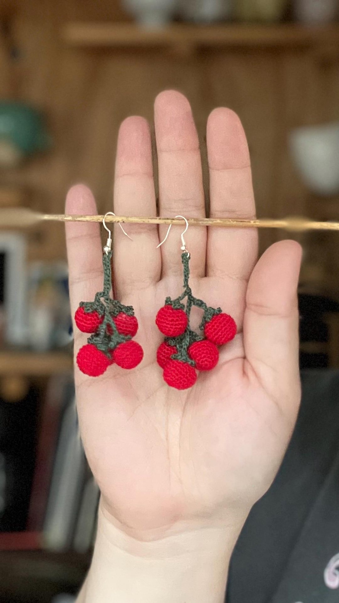Handmade Micro Crochet Tomato Earrings – Stud or Dangle Vine Style | Tiny Fruit Earrings | Vegetable Jewelry | Whimsical Garden Gift
