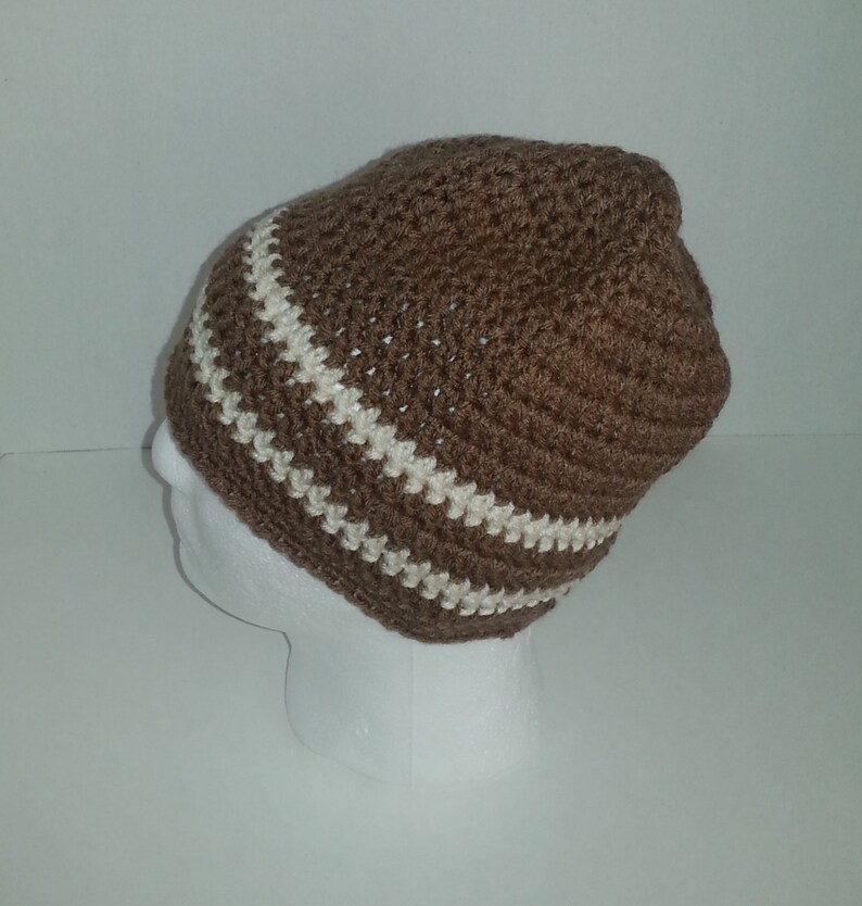 Mens Crochet Slouch Beanie Mens Crochet Beanie Mens Crochet Winter Hat Men/'s Crochet Hat Two-Toned Camel Brown and Off White