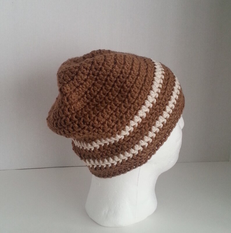 Mens Crochet Slouch Beanie Mens Crochet Beanie Mens Crochet Winter Hat Men/'s Crochet Hat Two-Toned Camel Brown and Off White