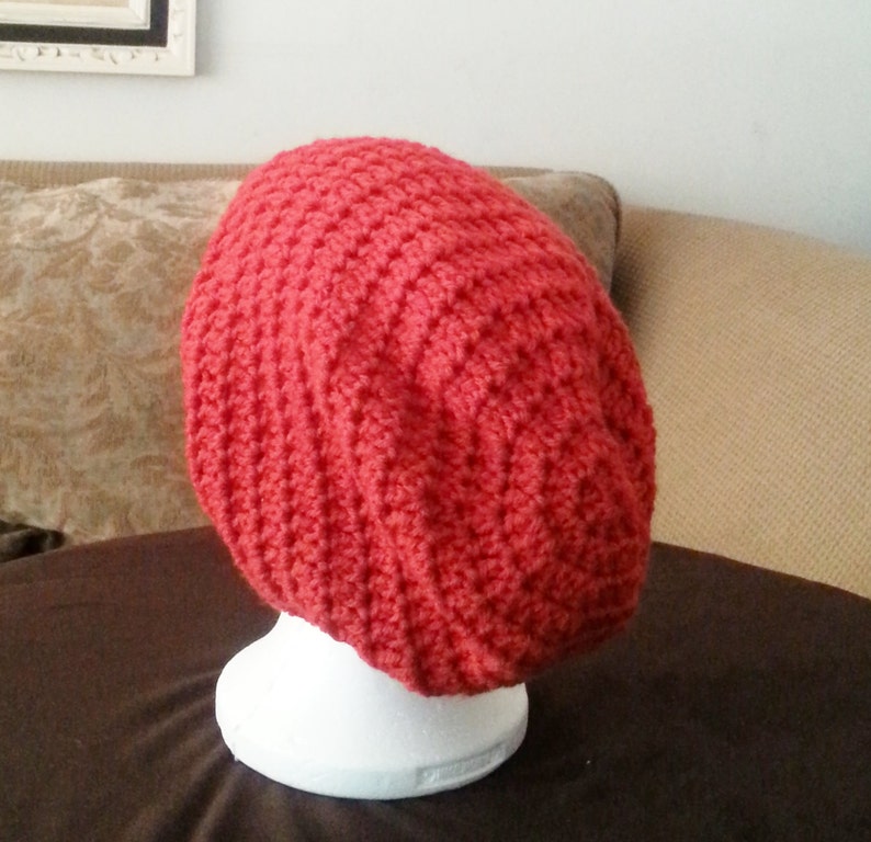 Crochet Slouch Beanie Red Crochet Slouch Hat Bright Red | Etsy