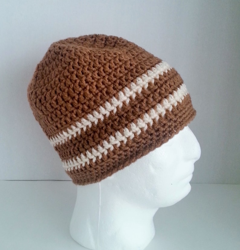 Mens Crochet Slouch Beanie Mens Crochet Beanie Mens Crochet Winter Hat Men/'s Crochet Hat Two-Toned Camel Brown and Off White