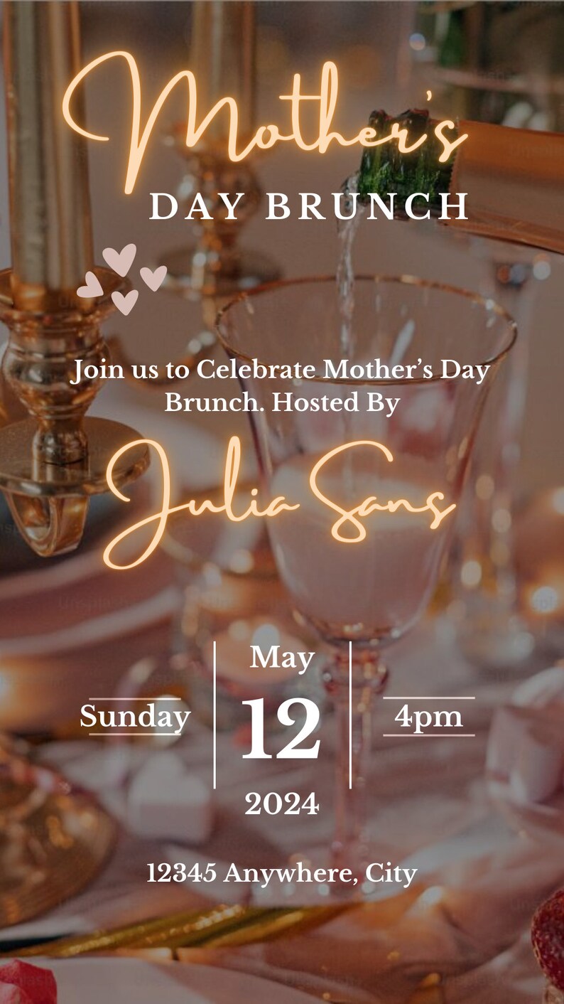 Mother’s Day Brunch Invite, Happy Mother’s Day Flyer, Digital Event Invitation, Mom and Mimosa’s, Happy Mother’s Day Invitation image 2