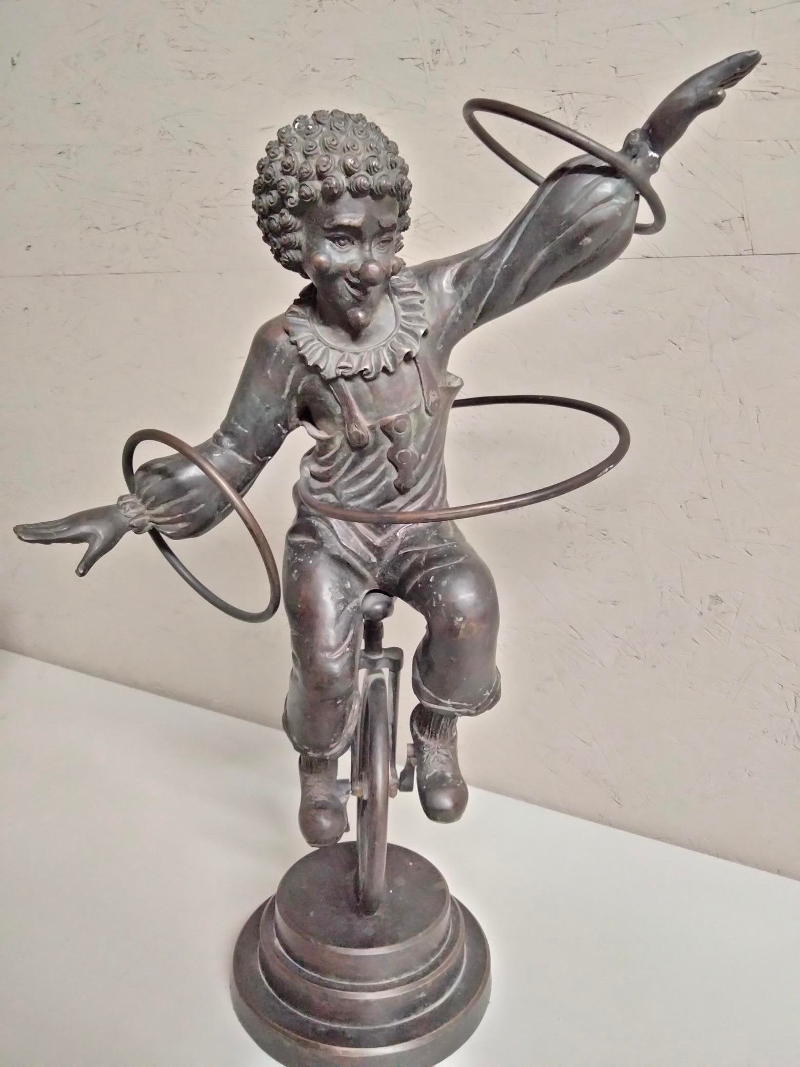 Vintage Bronze Unicycle Circus Clown Etsy