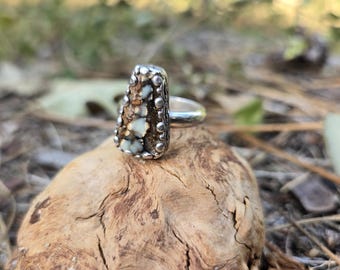 Handmade Aloe Variscite(turquoise) & Sterling Silver Ring