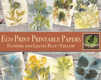 Eco Print Digital Papers - Art Journal Printables - Scrapbooking Papers - Floral Eco Dyed Printables - Leaf Dyed Papers - Collage Papers