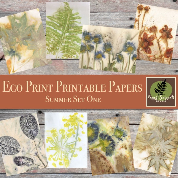 Floral Eco Dyed Printables - Art Journal Printables - Eco Print Digital Papers - Scrapbooking Papers - Mixed-media journaling - Collage