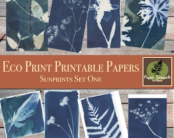 Art Journal Printables - Leaf Dyed Papers - Eco Print Digital Papers - Scrapbooking Papers - Floral Eco Dyed Printables - Collage Papers
