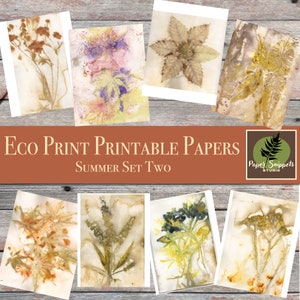 Junk Journal Printable Paper Kit - Eco Print Digital Prints - Scrapbooking Papers - Digital Paper Backgrounds- Eco Dyed Journal Papers