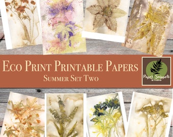 Junk Journal Printable Paper Kit - Eco Print Digital Prints - Scrapbooking Papers - Digital Paper Backgrounds- Eco Dyed Journal Papers