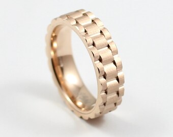 Rosegold Wolfram Ehering, Dünne 6MM Comfort Fit, Herren Hochzeitsband, Kostenlose Individuelle Gravur, Größen 7-13