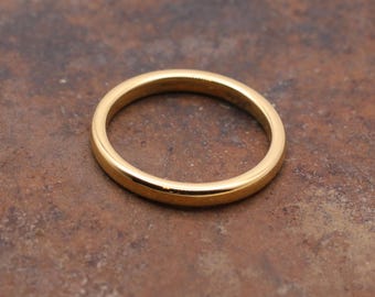 Ladies 2mm Yellow Gold Tungsten Ring, Sizes 4-9, Elegant Thin Durable Women&#39;s Wedding Band, Free Engraving