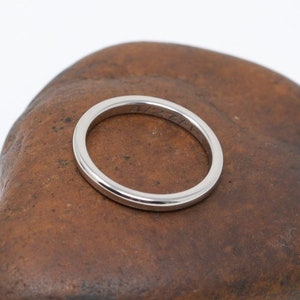 Ladies 2mm White Gold Tungsten Ring, Sizes 4-9, Elegant Thin Durable Womens Wedding Band, Free Engraving