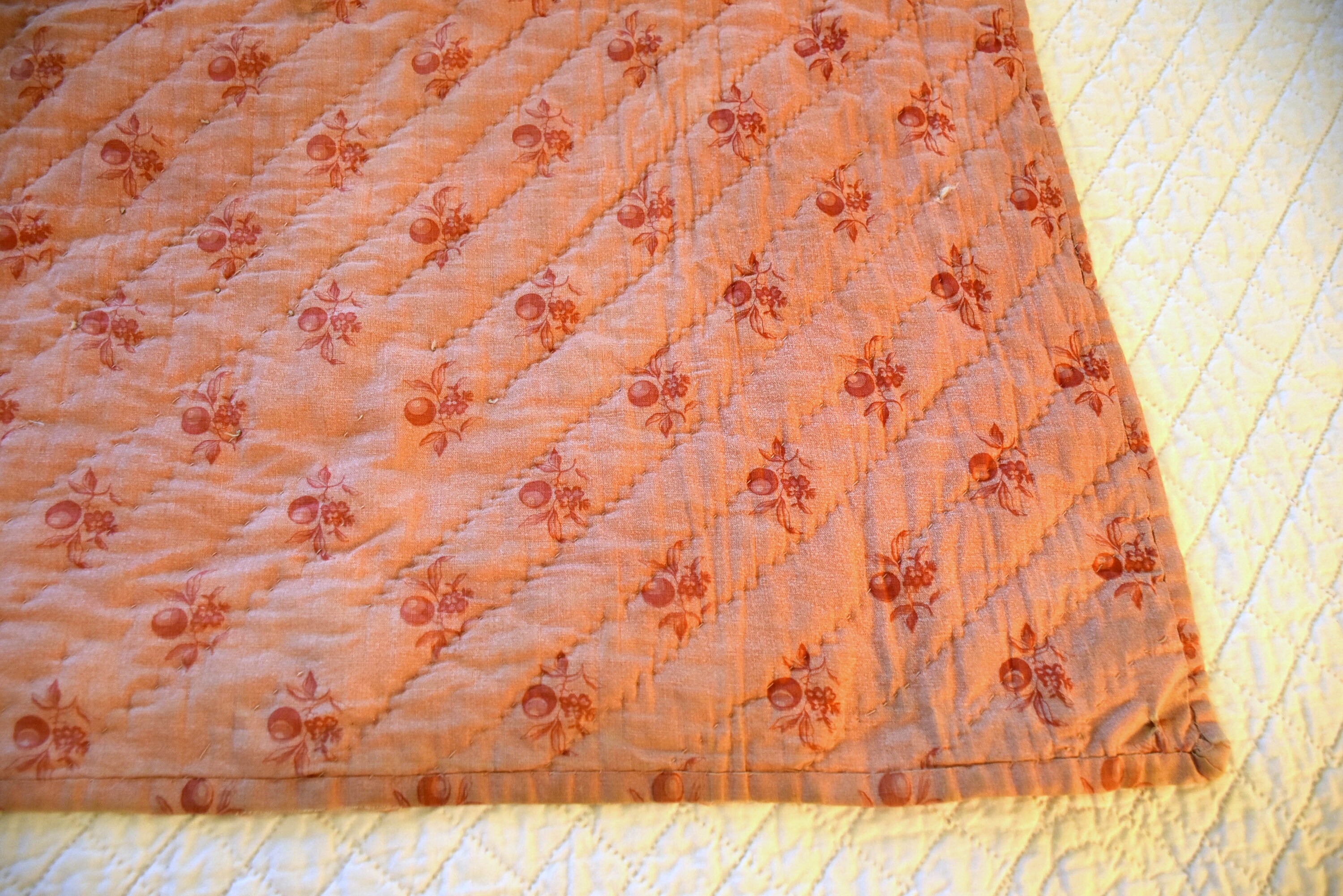 Antique Crib Quilt Nine Patch in Pinks Indigo Florals and Etsy