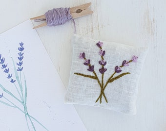 Organic Lavender Sachet, Lavender bags, Lavender Embroidery