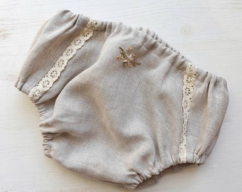 Linen bloomers with embroidery