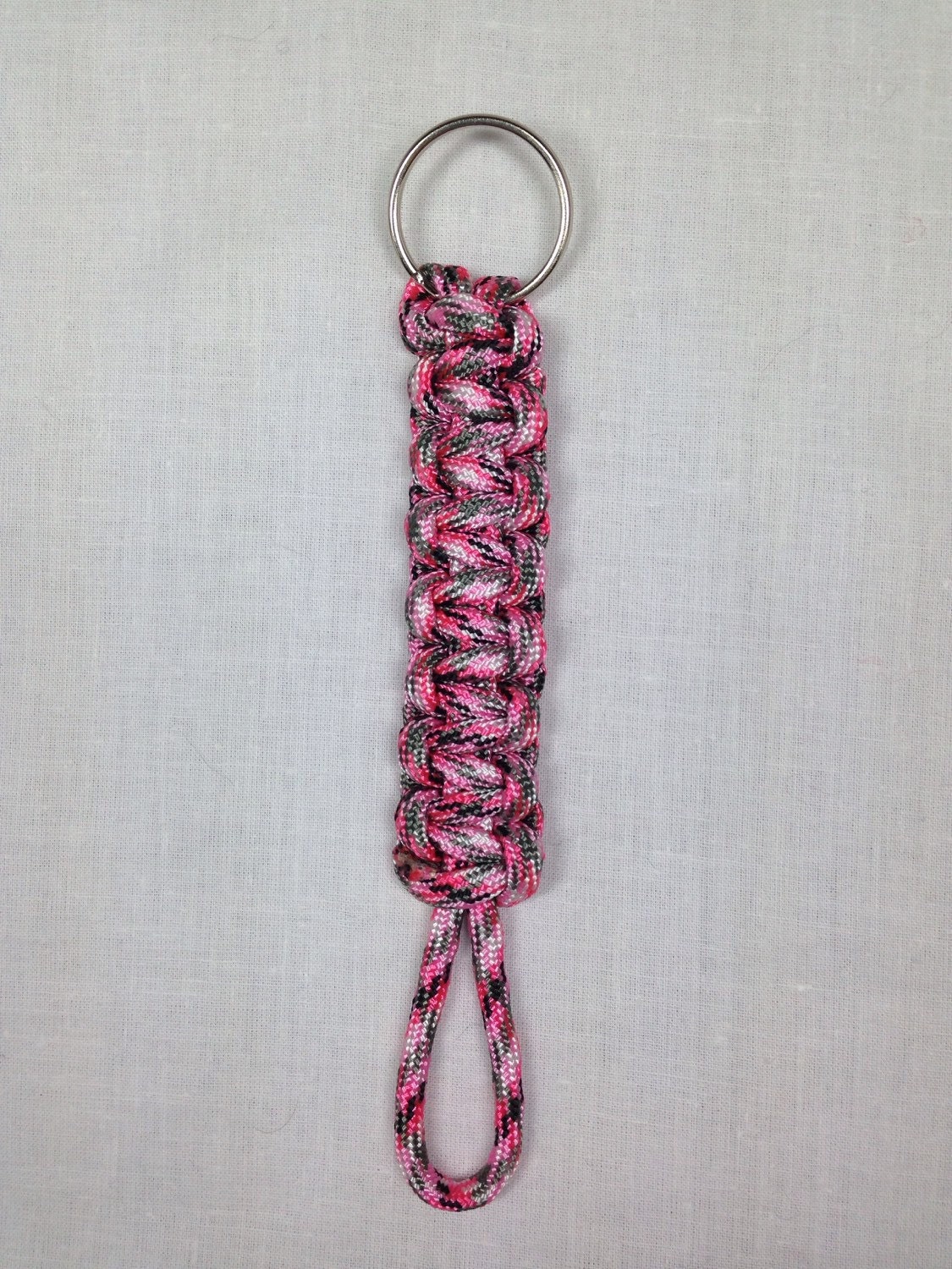 Handmade Pink Camo Paracord Keychain Etsy