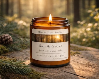 Masculine Pine + Citrus Forest Candle | Woodsy, Earthy, + Bright Scent |  Coconut Soy wax | Father’s Day Gift | National Park Candle