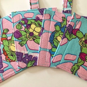 Handmade Teenage Mutant Ninja Turtles TMNT Pink Purple Blue Luggage/Stroller/ID/Backpack/Purse/Bag/Gift Tags