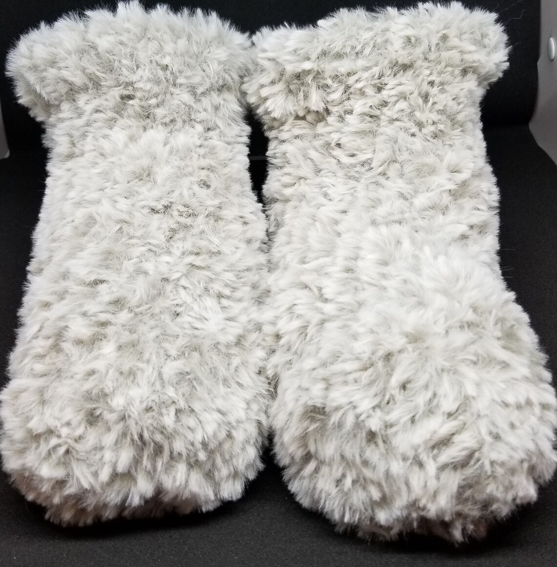 Knit Slipper Socks Faux Fur Super soft Grey Wolf light Etsy
