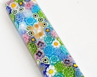 Murano Glass Mezuzah 5&quot; Case Holder for Door, Multicolor Italian, Housewarming Judaica Gift, Jewish Home Decor Art, Brand New