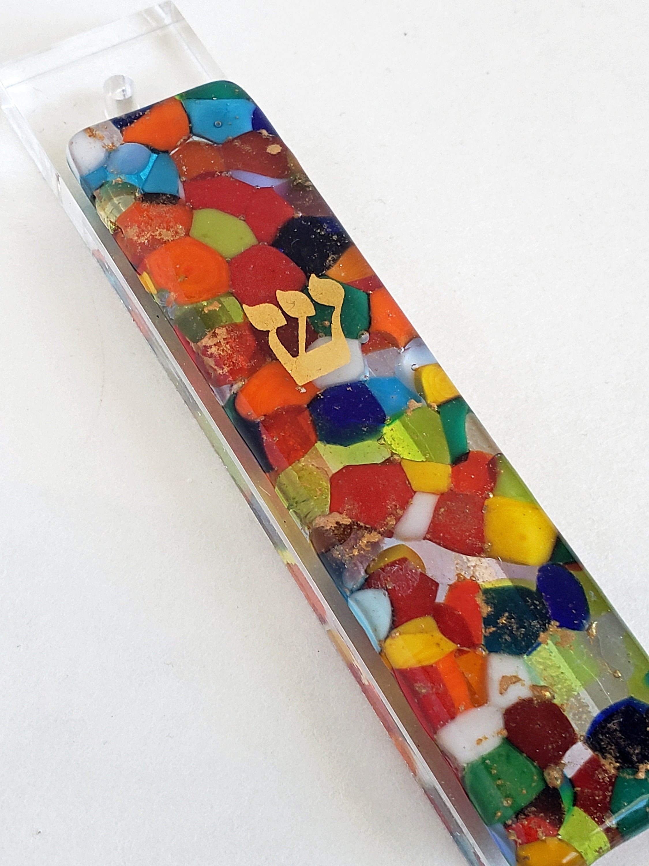 Murano Glass Mezuzah 5 Case Holder for Door, Multicolor Italian
