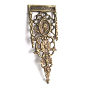 Antique brass cabinet embellishment, furniture applique. Decoration mount, authentic hardware, restoration supplies #6B0G28K8