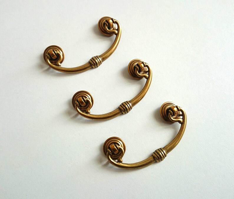 ONE Brass Vintage Drawer Pull / Hanging Drawer Drop Handle Etsy