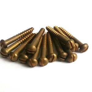 Round Head Brass Screws 10 pcs. Antique solid brass slotted old wood screws. #7D3G4K1