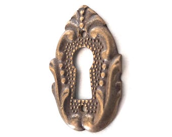 Vintage brass keyhole cover, escutcheon.