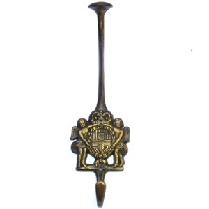 1 (ONE) Brass Antique Coat hook, Wall hook, Wall Hanger, Victorian style hook, Angel, Cherub, Coat of arms. #89BG9FK2