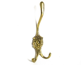 Vintage brass lion head wall hook, coat hook. #907G169K3