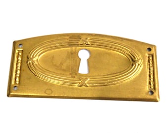 Authentic antique Art Deco Keyhole cover, Stamped Escutcheon, keyhole plate. #5E7G80K10