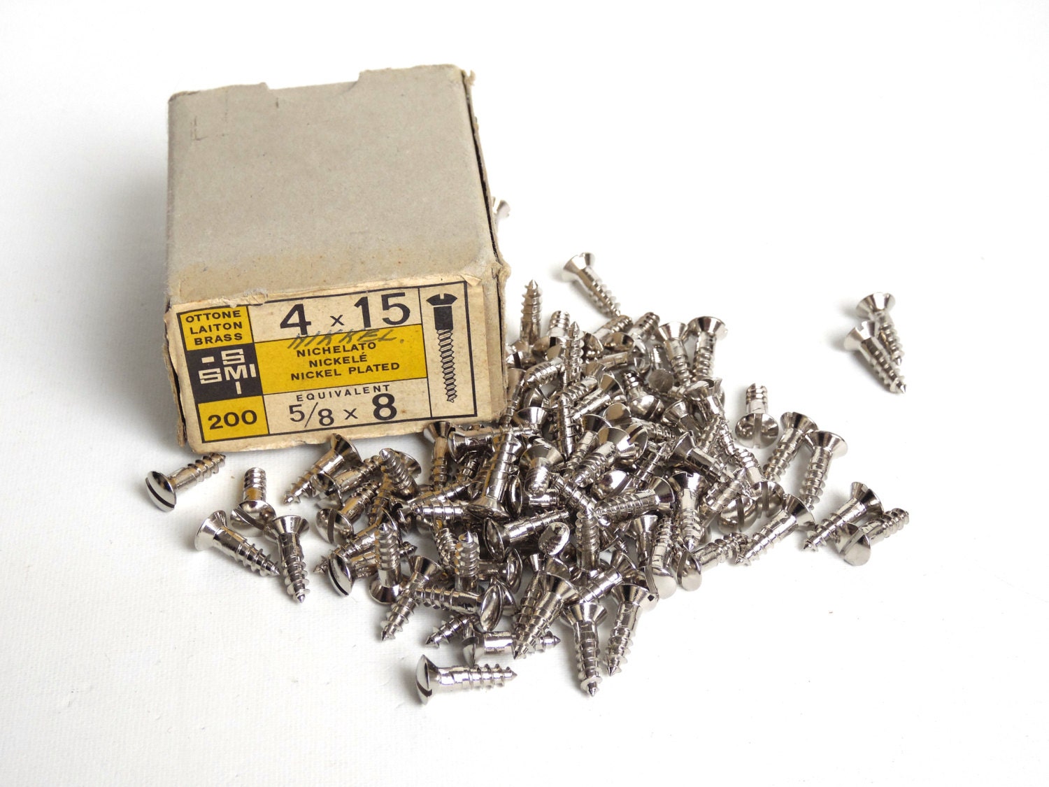 Lot De Micro Vis Anciennes – Boîte D'origine – Quincaillerie Vintage – En Acier