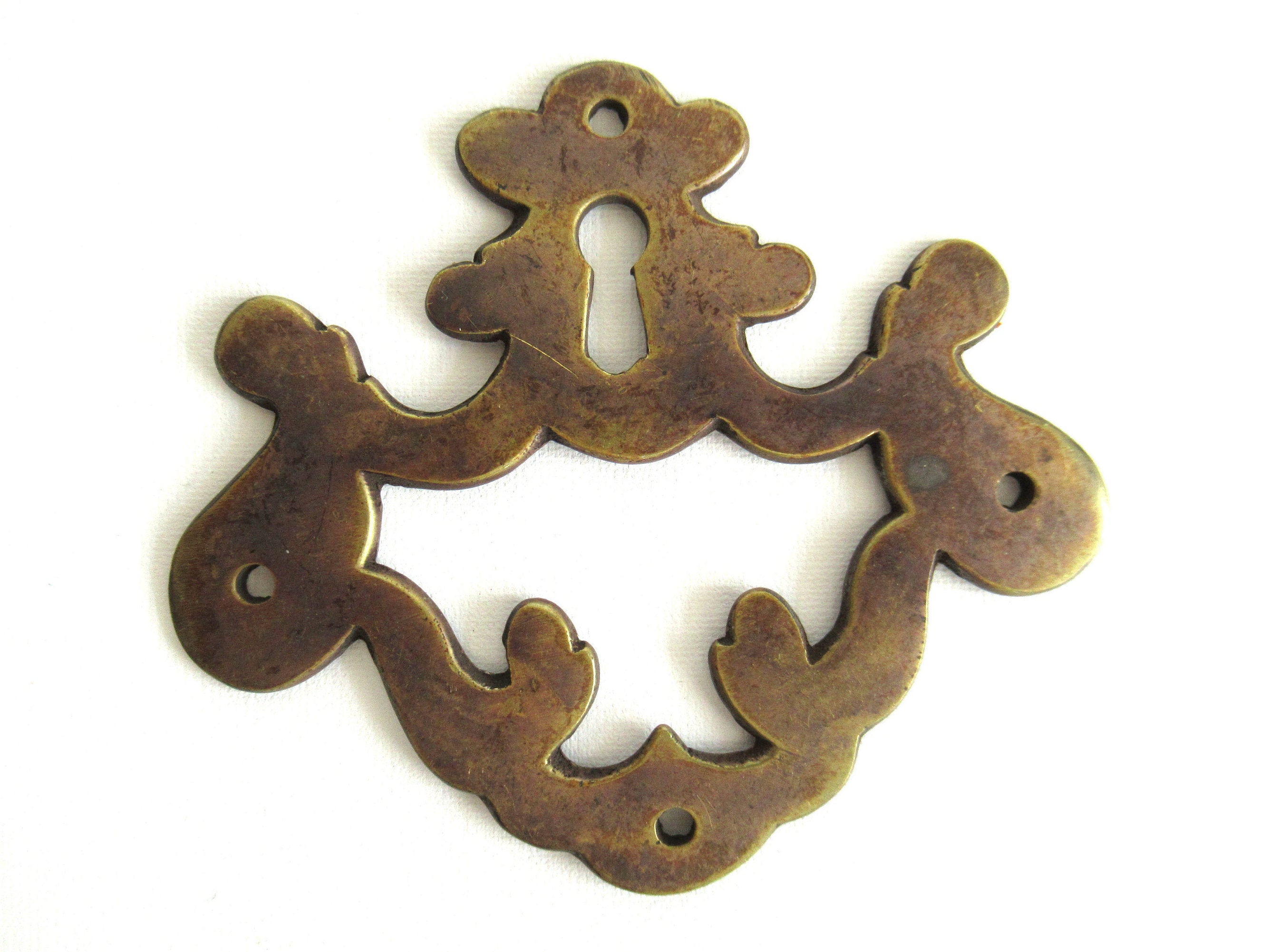 Made in NZ Vintage Brass Keyhole Escutcheon small brass metal key hole