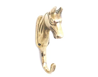 Brass horse head wall hook, coat hook, hanger, horse head. #906GAFK3